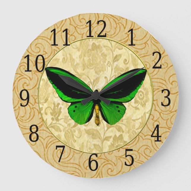 Green Butterfly On Floral Clock (Front)