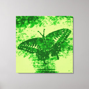 Green Butterfly Painting Art Monet Canvas Print
