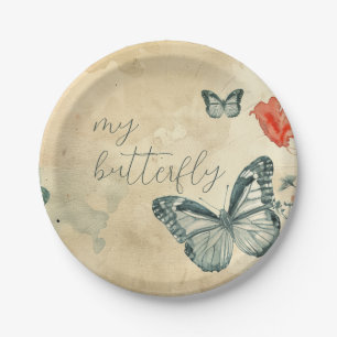 Green Butterfly Paper Plate