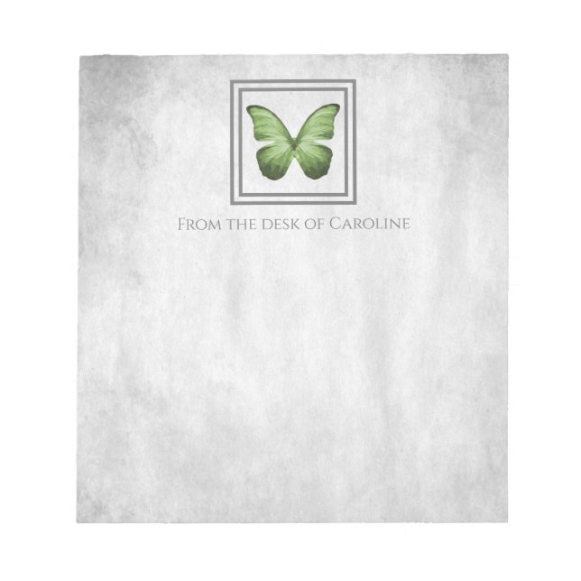 Green Butterfly Personalised Notepad (Front)