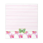 Green Butterfly Pink Watercolor Flowers Lined