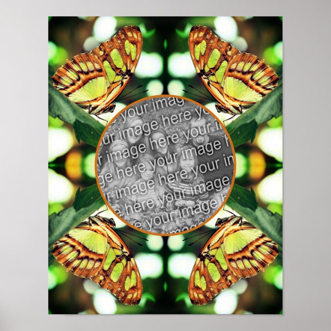 Green Butterfly Posing Frame Create Your Own Photo Poster (Front)