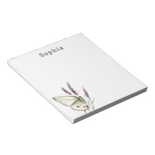 Green Butterfly Purple Floral Personalised Name Notepad