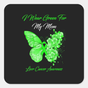Green Butterfly Square Sticker