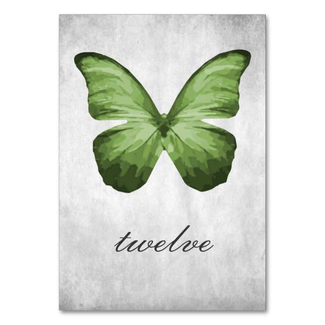 Green Butterfly Table Number Card (Front)
