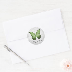 Green Butterfly Thank You Stickers