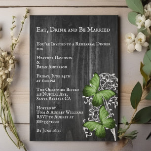 Green Butterfly Wedding Rehearsal Dinner Invitation
