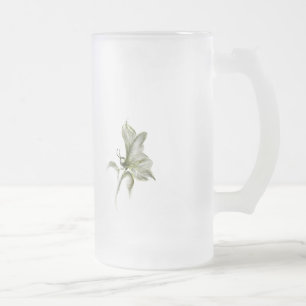 Green butterfly white floral frosted mug