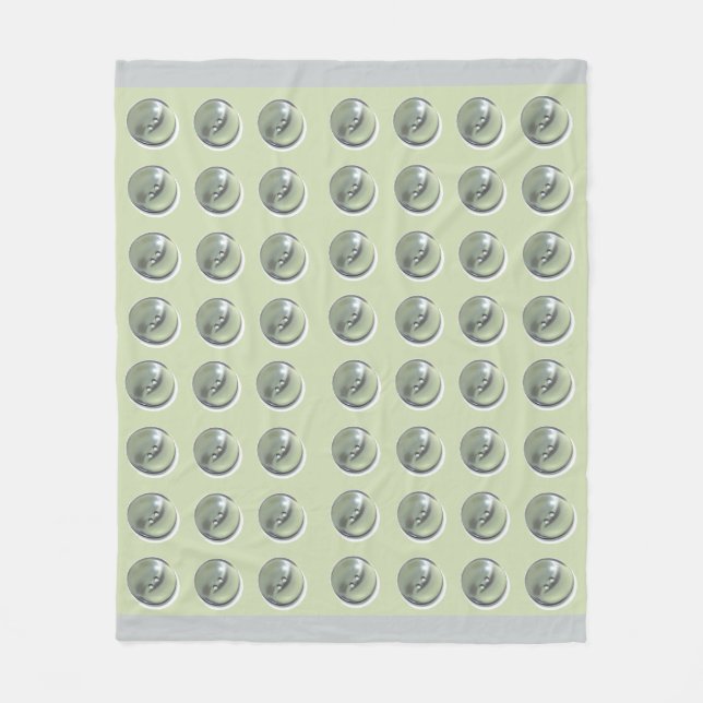 Green Button on Green Pattern Fleece Blanket (Front)
