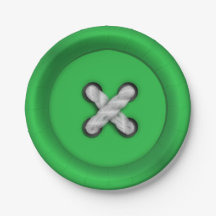 Green Button Paper Plate