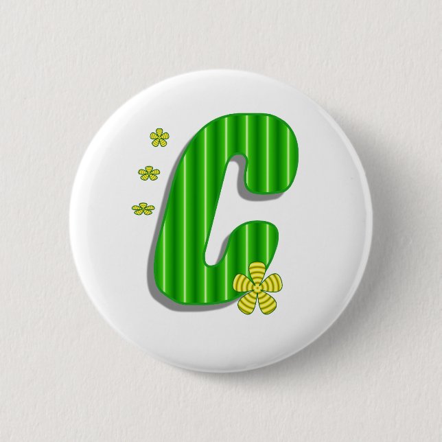 green C monogram 6 Cm Round Badge (Front)