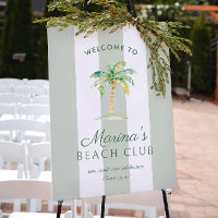 Green Cabana Stripes Palm Beach Club Welcome