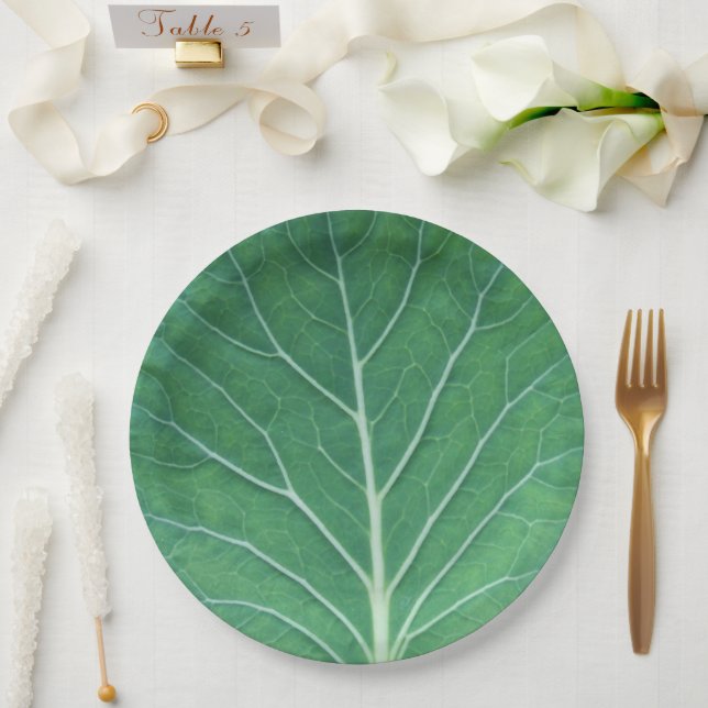 Green Cabbage Leaf 0933 Paper Plate (Wedding)