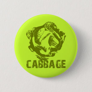 Green Cabbage Pop Art Button