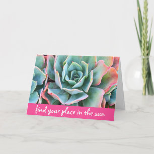 Green Cacti Photo Find Your Place In Sun Script Card