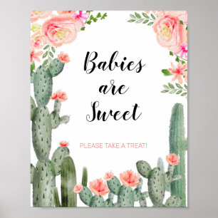 Green Cactus Babies Are Sweet Please Take A Treat Poster