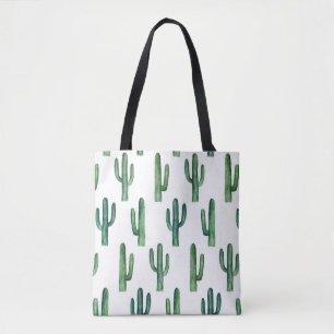 Green cactus bag. Modern watercolor cacti Tote Bag