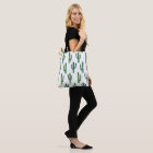 Green cactus bag. Modern watercolor cacti