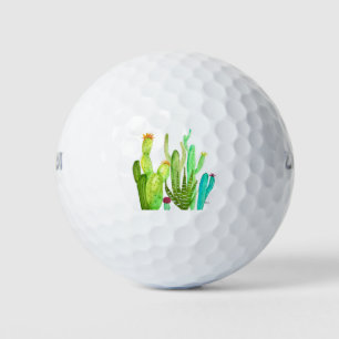 Green cactus Cacti succulent plants watercolor Golf Balls