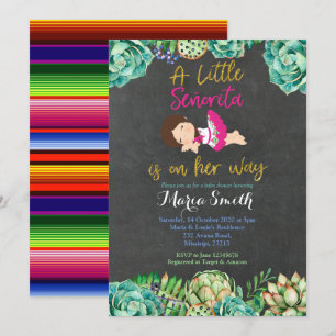 Green Cactus Fiesta Baby Senorita Baby Shower Invitation