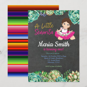 Green Cactus Fiesta Birthday Girl Invitation