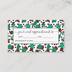 Green Cactus Floral Hexagon Pattern Watercolor Appointment Card
