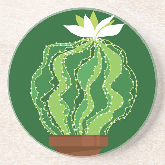 Green cactus: natural abstract motif. coaster (Front)