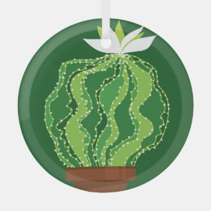 Green cactus: natural abstract motif. glass tree decoration