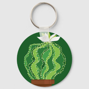 Green cactus: natural abstract motif. key ring