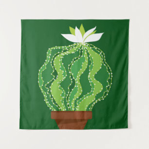 Green cactus: natural abstract motif. tapestry