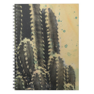 Green Cactus on Yellow Background Notebook