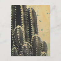 Green Cactus on Yellow Background