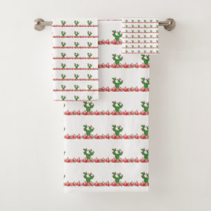 Green Cactus Orange Flowers Bathroom Towel Sets