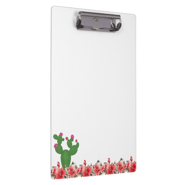 Green Cactus Orange Flowers Square Clipboard  (Right)