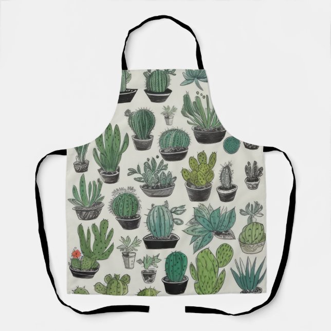 Green Cactus Pattern Apron (Front)