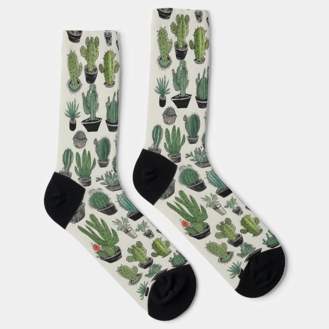 Green Cactus Pattern Socks (Right)