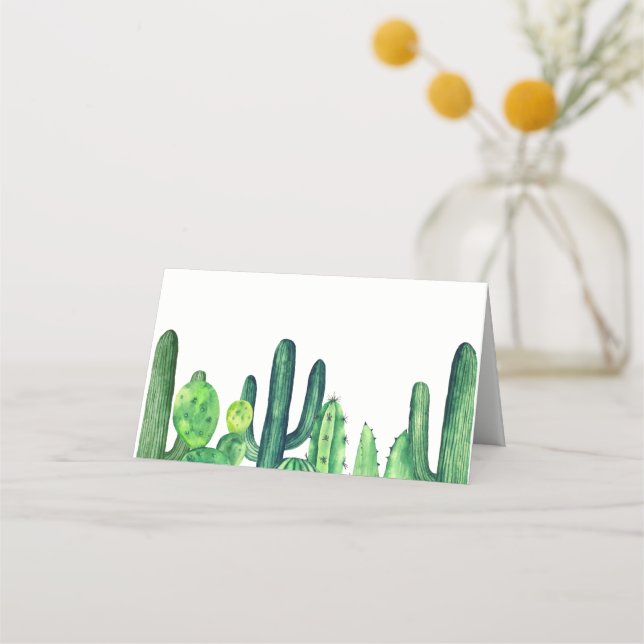 Green cactus place card. Cacti wedding seating Place Card (Front)