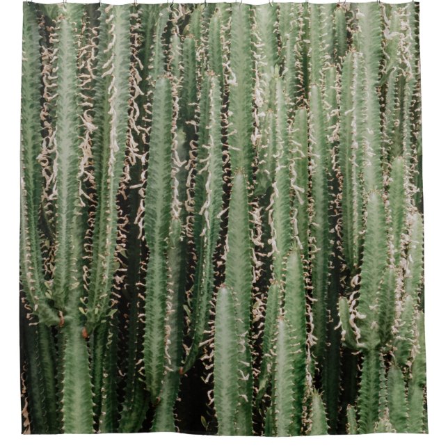 Green cactus plant close-up photo shower curtain (Front)
