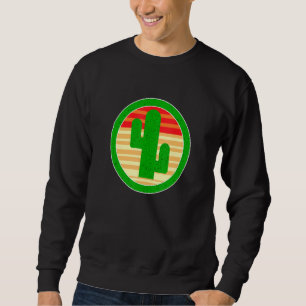 Green Cactus Plant Serape Western Sunset Aesthetic Sweatshirt