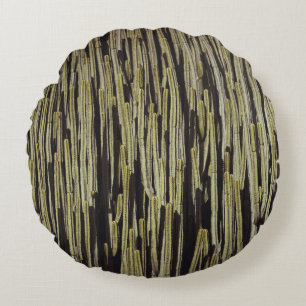 Green cactus wallpaper round cushion