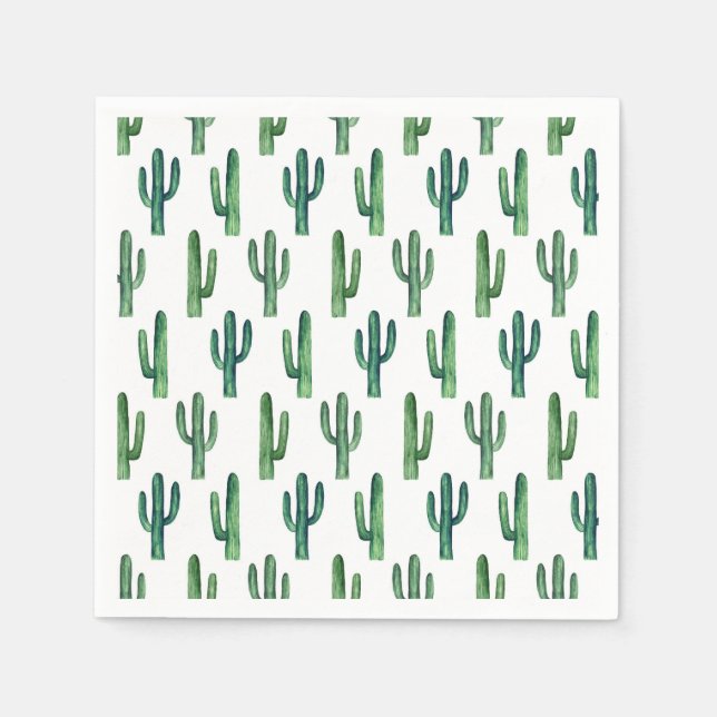 Green cactus. Watercolor cacti. Botanical modern Napkin (Front)
