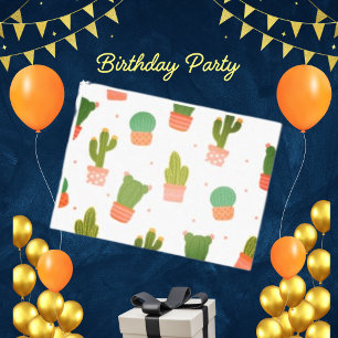 Green Cactus Watercolor Pattern Birthday Party Tissue Paper