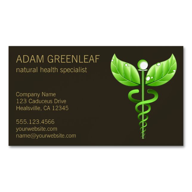 Green Caduceus Alternative Medicine Magnet (Front)