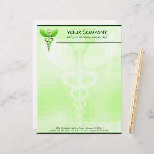 Green Caduceus Alternative Medicine Medical Symbol Customised Letterhead
