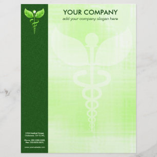 Green Caduceus Alternative Medicine Symbol Formal Personalised Letterhead