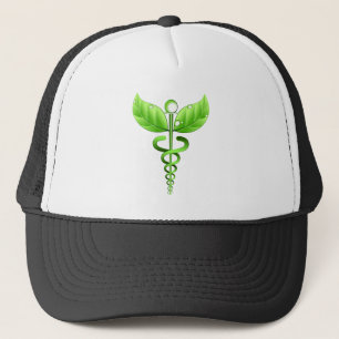 Green Caduceus Medical Symbol Alternative Medicine Trucker Hat