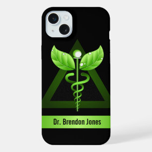 Green Caduceus Natural Therapy Holistic Health iPhone 15 Plus Case