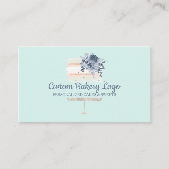 Green Cake Party Bakery Business Card (Front)