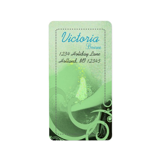 Green Cala Lily Return Address Labels (Front)