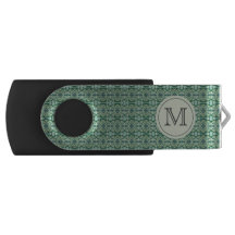 Green Caladium Monogram USB Thumb Drive